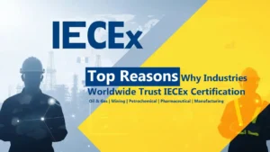 Ex Certification & Training Center in UAE IECEx certification global recognition with international flags representing 35+ countries and hazardous area safety equipment symbols